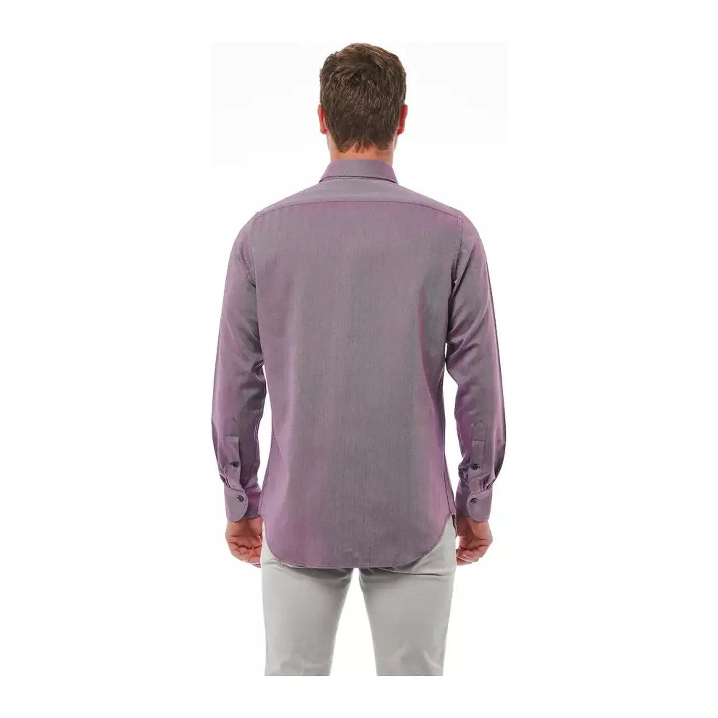 Bagutta Elegant Burgundy Italian Collar Shirt burgundy-cotton-shirt