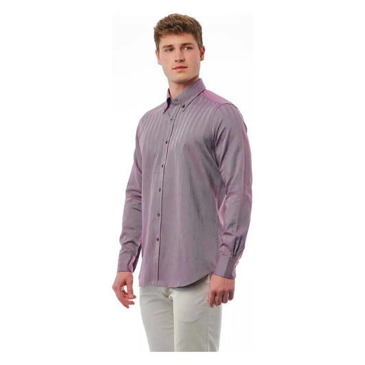 Bagutta Elegant Burgundy Button-Down Shirt burgundy-cotton-shirt-1