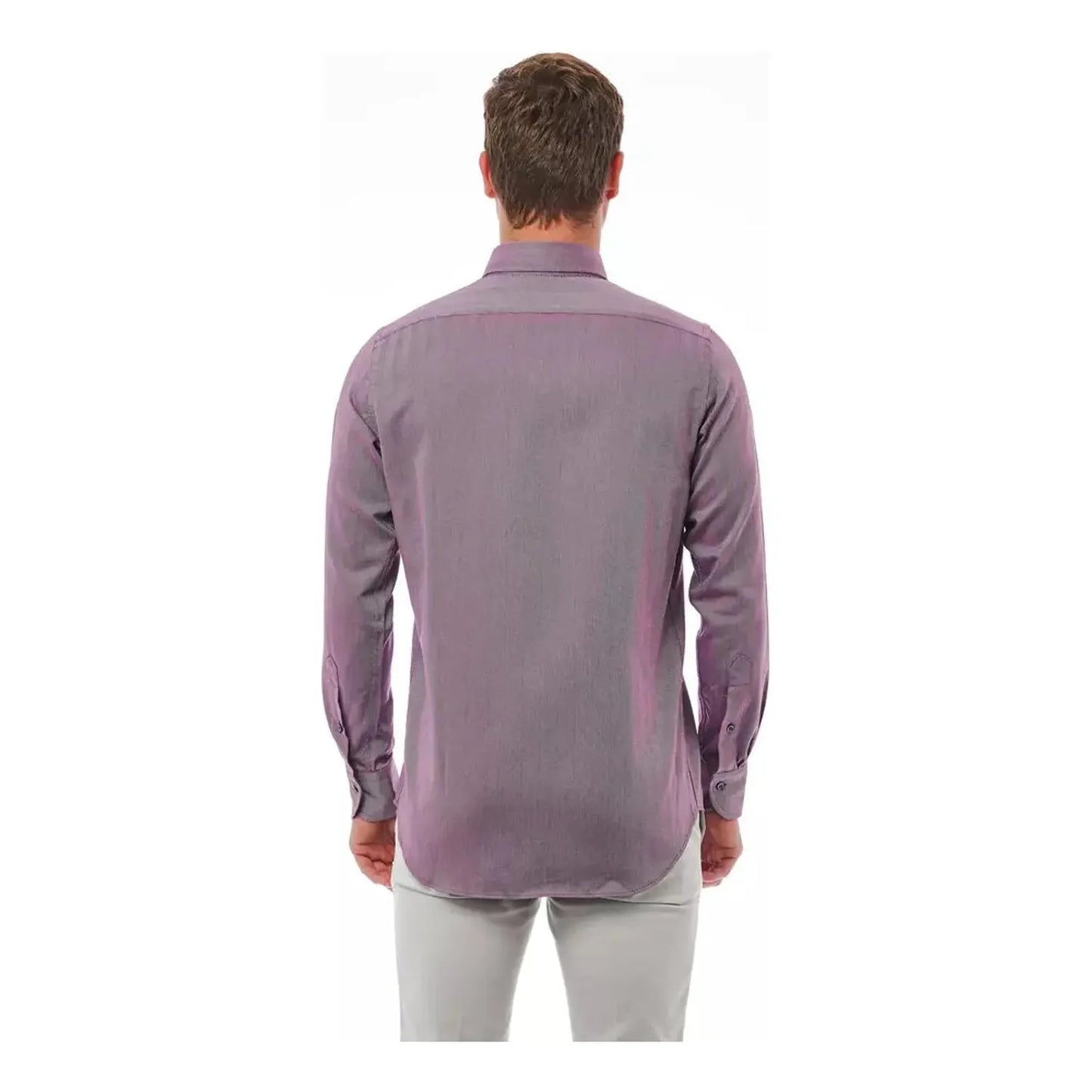 Bagutta Elegant Burgundy Button-Down Shirt burgundy-cotton-shirt-1