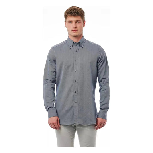 Bagutta Elegant Cotton Regular Fit Blue Shirt blue-cotton-shirt-4
