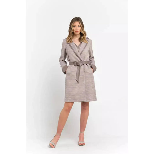 Trussardi Chic Beige Cotton Kimono Coat with Contrasting Accents b-camel-jackets-coat Dress