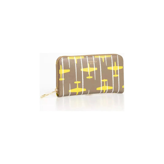 Trussardi Elegant Striped Leather Zip Wallet Wallet y-yellow-leather-wallet