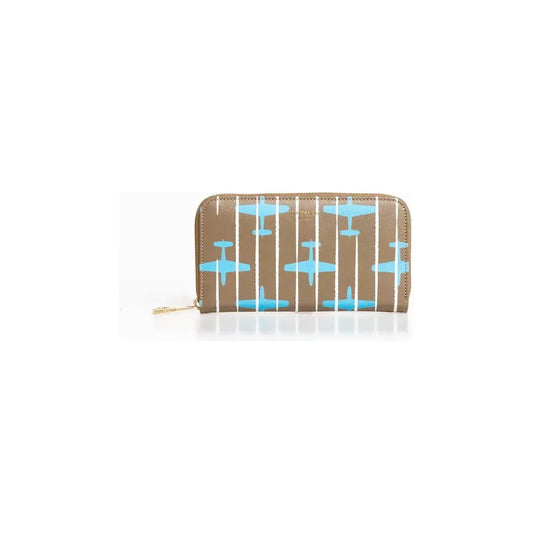Trussardi Elegant Striped Zip Leather Wallet Wallet u-wallet