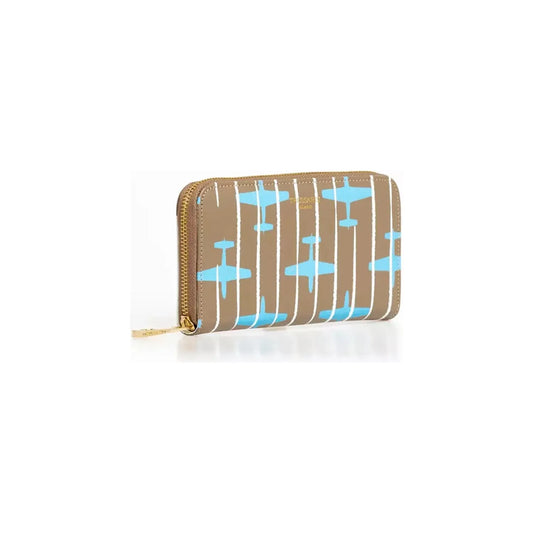 Trussardi Elegant Striped Zip Leather Wallet Wallet u-wallet