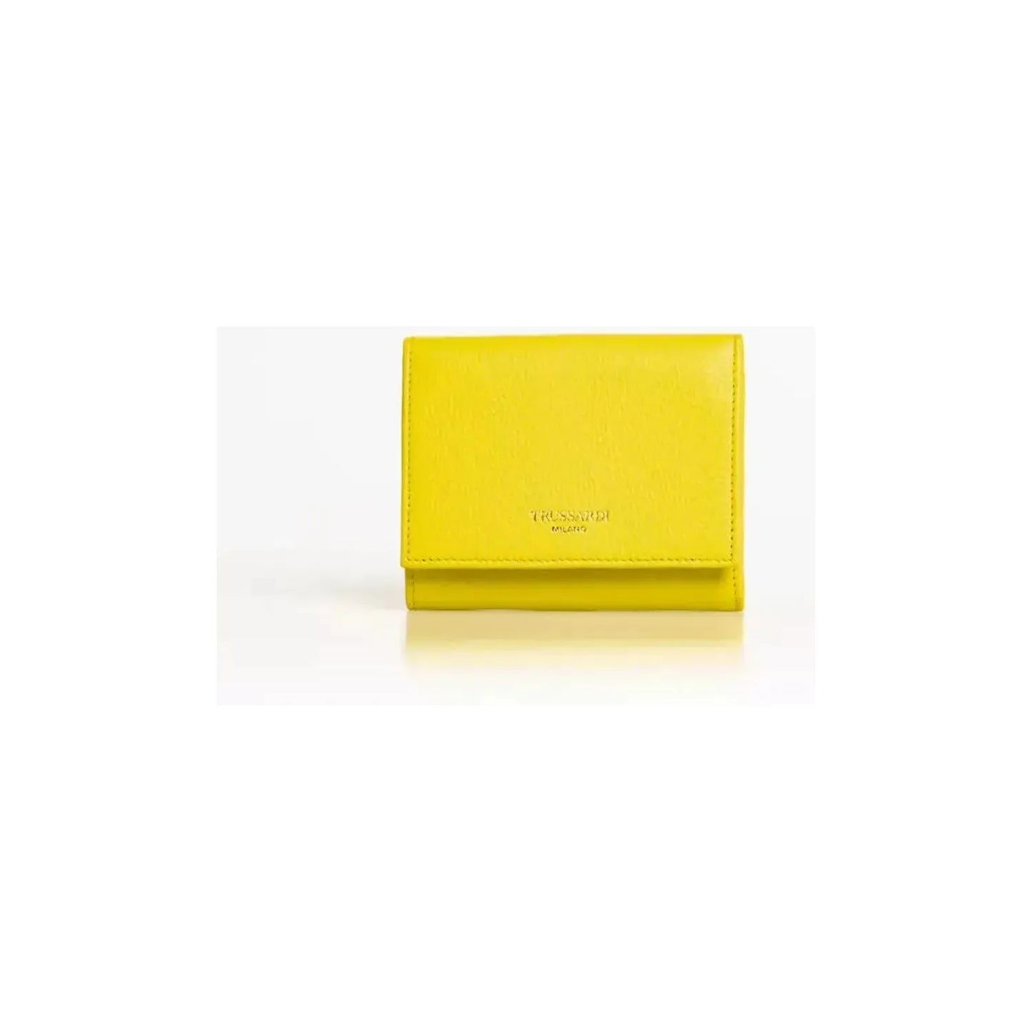 Trussardi Elegant Yellow Mini Leather Wallet y-cedar-wallet Wallet