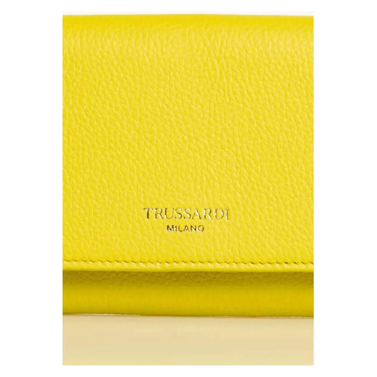 Trussardi Elegant Yellow Mini Leather Wallet Wallet y-cedar-wallet