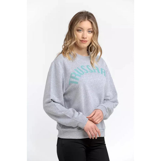 Trussardi Oversized Round-neck Cotton Blend Sweatshirt gray-cotton-sweater-15