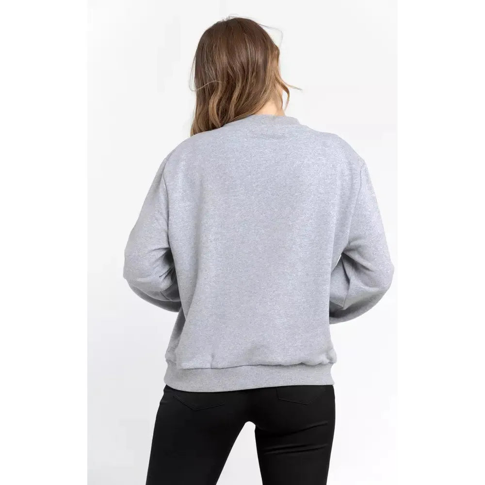 Trussardi Oversized Round-neck Cotton Blend Sweatshirt gray-cotton-sweater-15