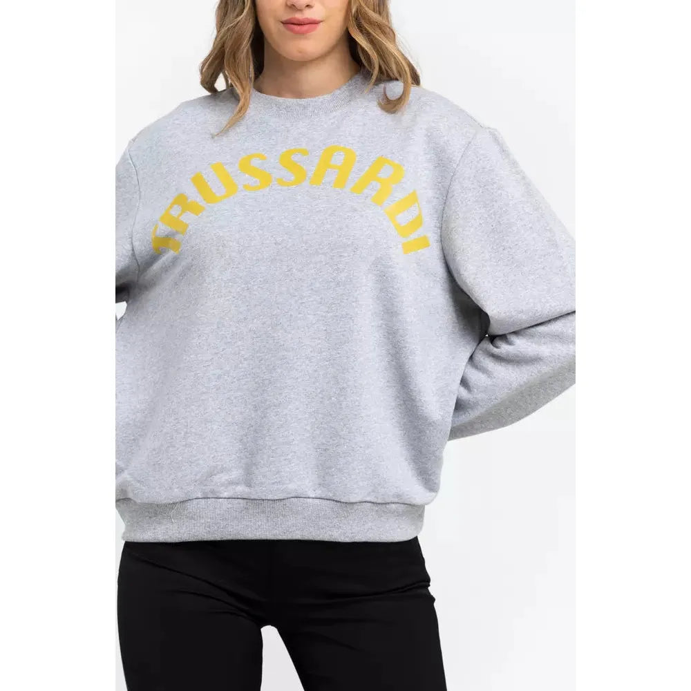 Trussardi Oversized Cotton-Blend Round-Neck Sweatshirt gray-cotton-sweater-11