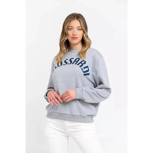 Trussardi Elevated Casual Chic Oversized Sweatshirt gray-cotton-sweater-14