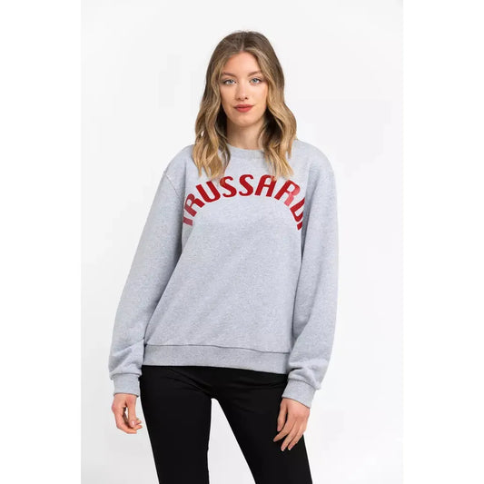 Trussardi Oversized Round-Neck Cotton Blend Sweatshirt gray-cotton-sweater-2