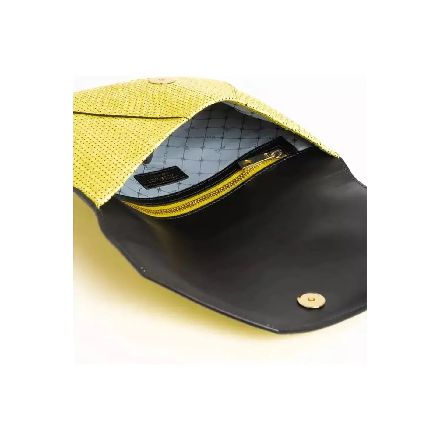 Trussardi Elegant Envelope Clutch in Delicate Elaphe WOMAN CLUTCH yellow-leather-clutch-bag