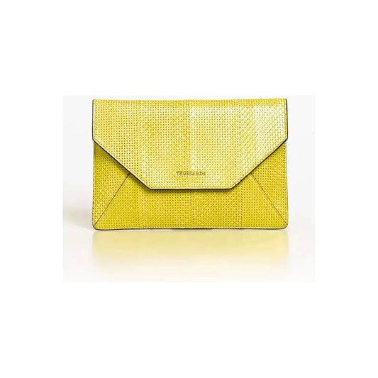 Trussardi Elegant Envelope Clutch in Delicate Elaphe yellow-leather-clutch-bag WOMAN CLUTCH