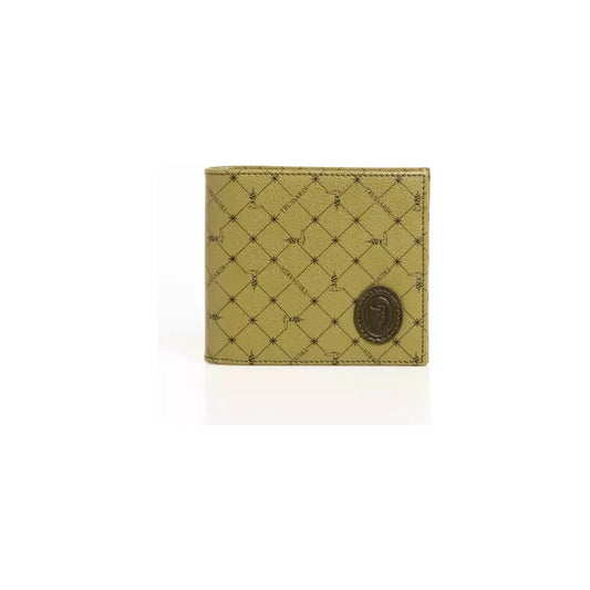 Trussardi Elegant Green Crespo Leather Monogram Wallet Wallet g-green-oliv-loden-wallet