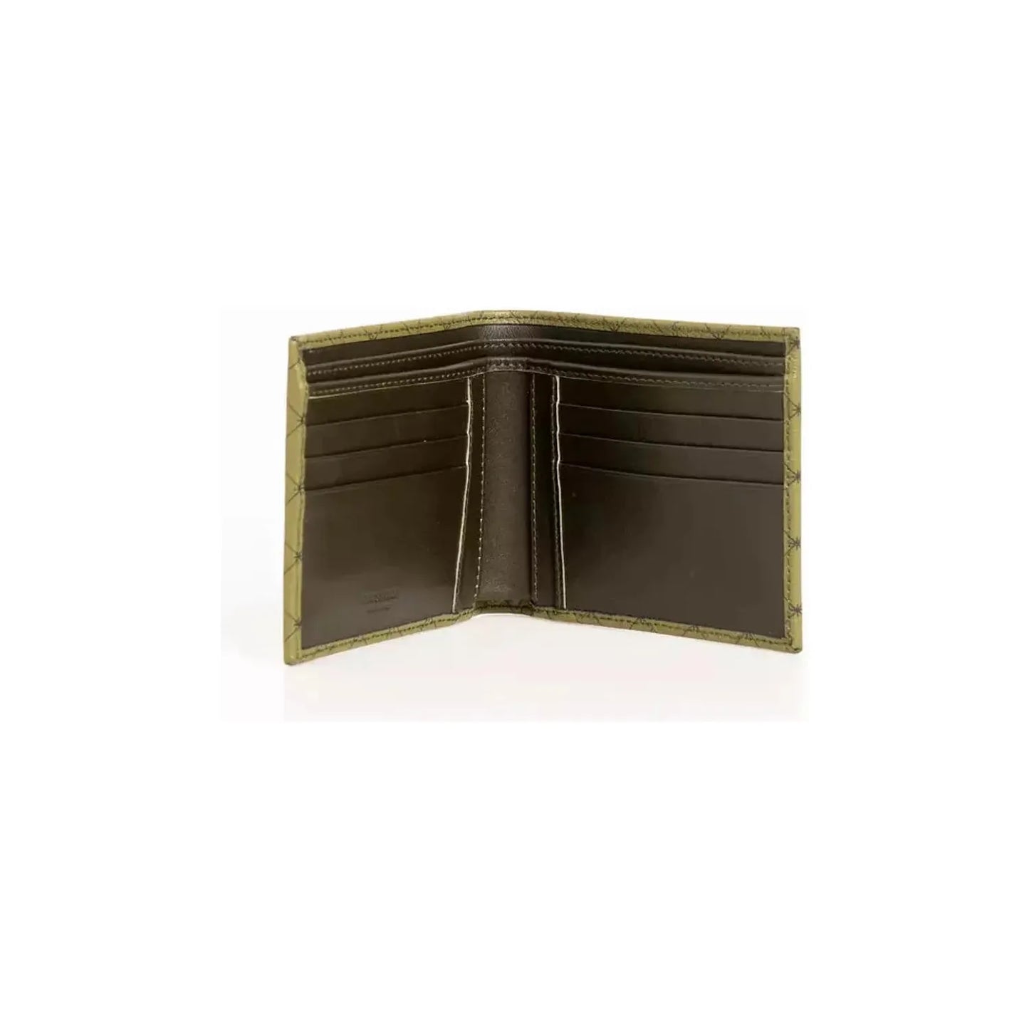 Trussardi Elegant Green Crespo Leather Monogram Wallet g-green-oliv-loden-wallet Wallet