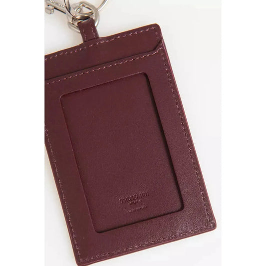 Trussardi Elegant Leather Keychain with Stud Accents brown-leather-keychain