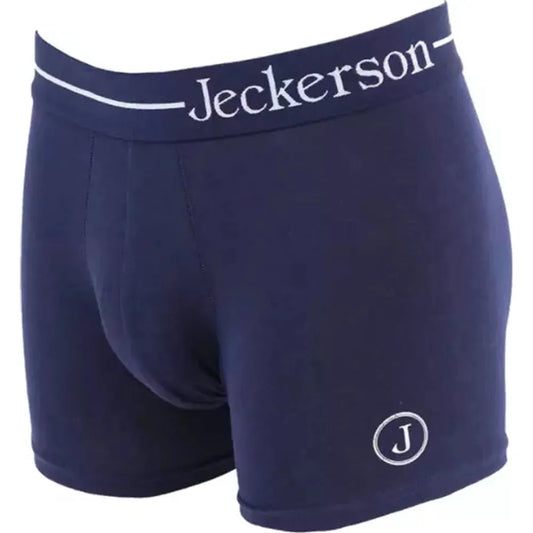 Jeckerson Elastic Monochrome Boxer with Logo Side Print MAN UNDERWEAR blue-cotton-underwear