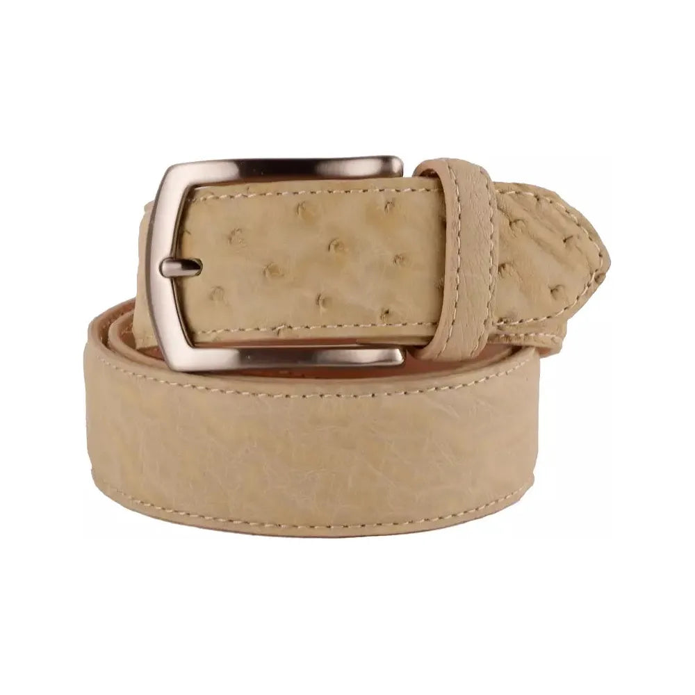 Made in Italy Elegant Ostrich Leather Men's Belt beige-belt