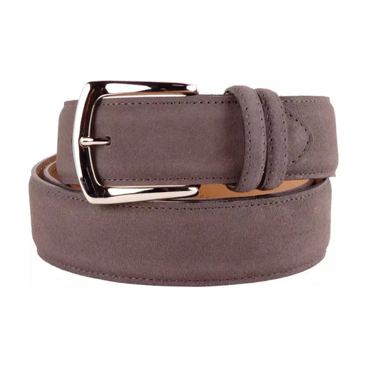 Made in Italy Elegant Gray Suede Calfskin Men's Belt gray-belt