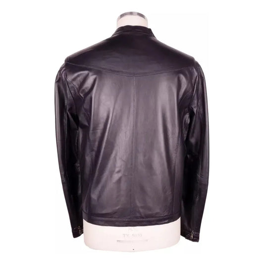 Emilio Romanelli Sleek Black Genuine Leather Jacket black-jacket-5 stock_product_image_3564_324117015-01673e2b-44f.webp