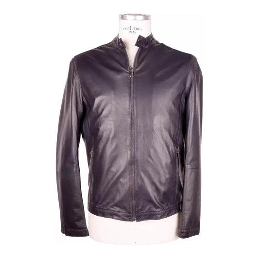 Emilio Romanelli Sleek Black Genuine Leather Jacket black-jacket-5 stock_product_image_3564_850474174-abaa34d4-e82.webp