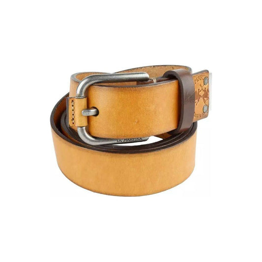La Martina Elegant Unisex Yellow Leather Belt yellow-vera-leather-belt