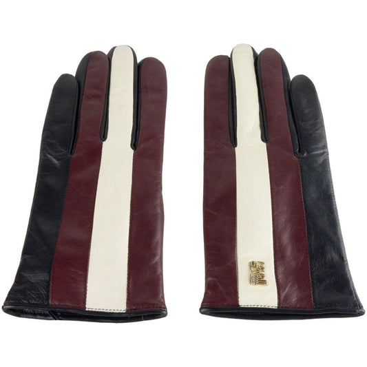 Cavalli Class Chic Lambskin Leather Gloves in Black/Red cqz-b-cavalli-class-glove