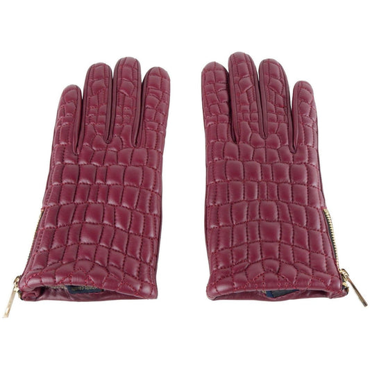 Cavalli Class Burgundy Lambskin Leather Gloves Delight clt-cavalli-class-glove-5