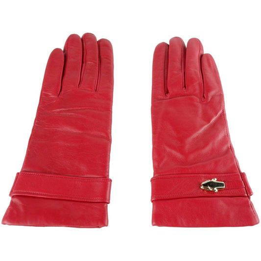 Cavalli Class Elegant Red Leather Gloves clt-cavalli-class-glove-4