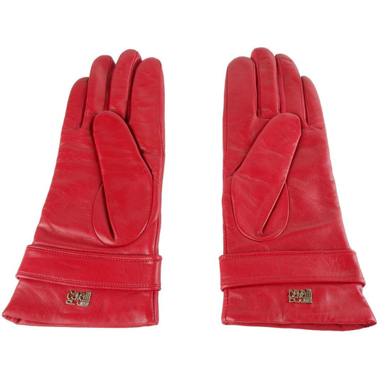 Cavalli Class Elegant Red Leather Gloves clt-cavalli-class-glove-4