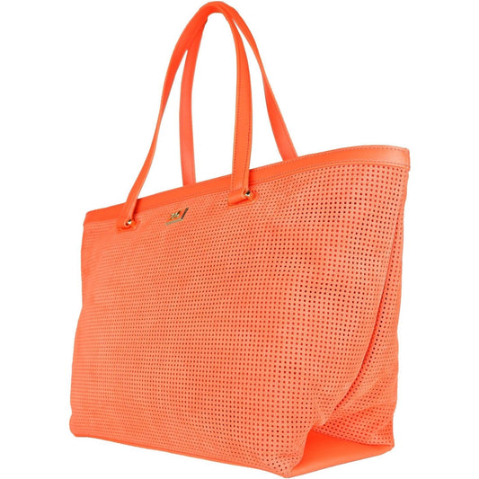 Cavalli Class Elegant Dark Orange Leather Handbag Shoulder Bag c-d-cavalli-class-handbag