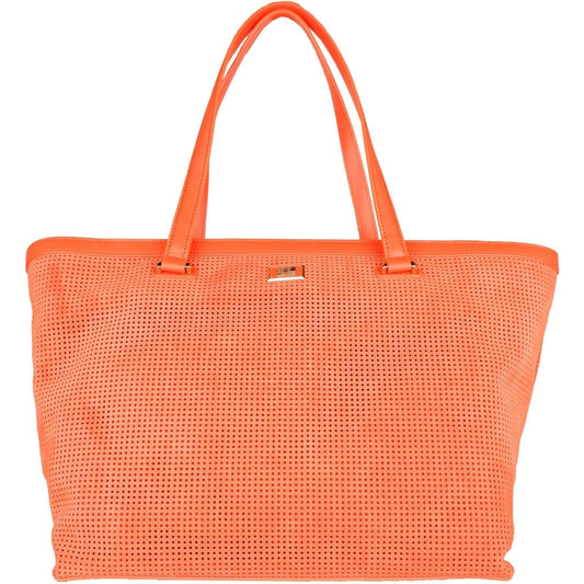 Cavalli Class Elegant Dark Orange Leather Handbag Shoulder Bag c-d-cavalli-class-handbag