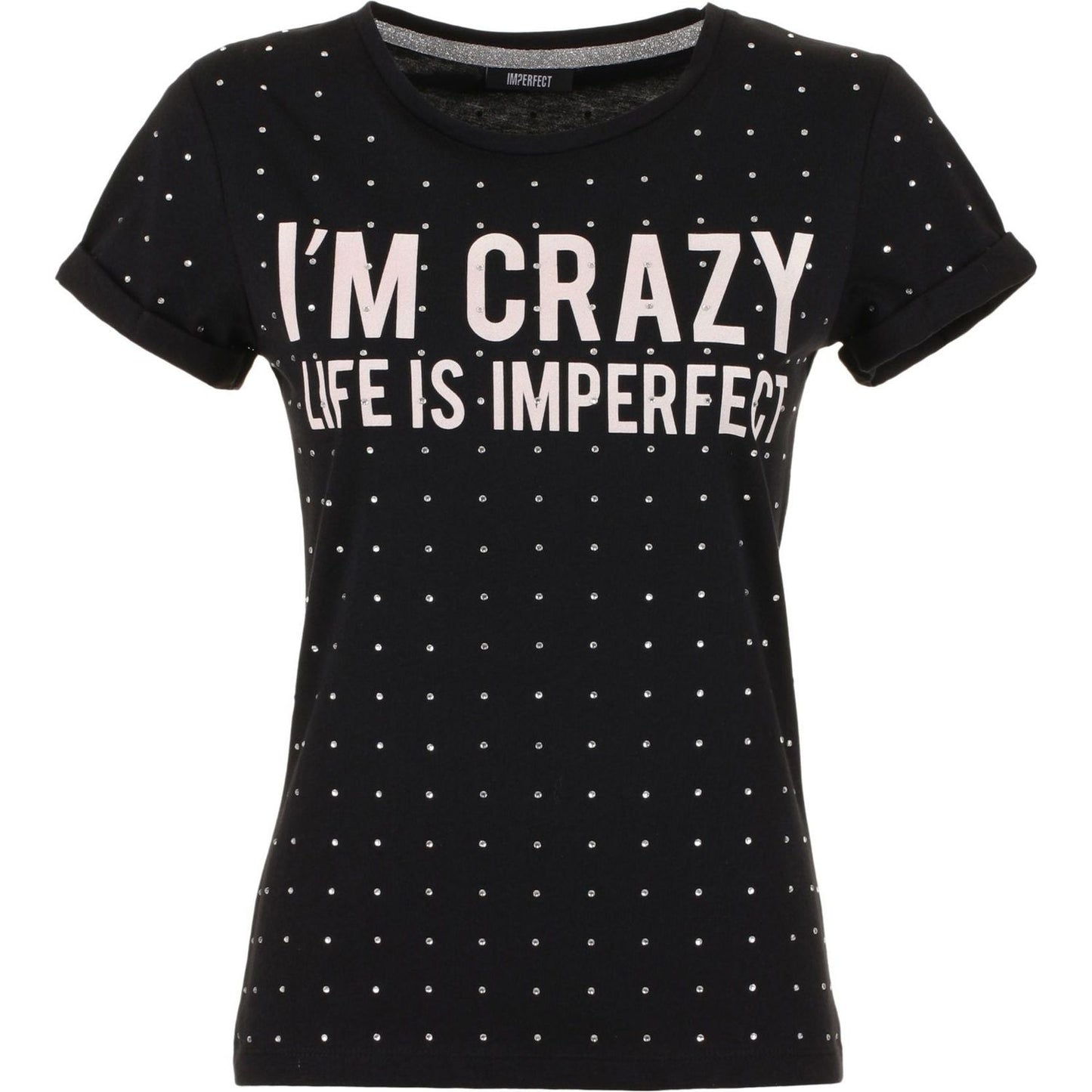Imperfect Chic Imperfect Cotton Tee with Brass Detail WOMAN T-SHIRTS tg-nero-imperfect-tops-t-shirt