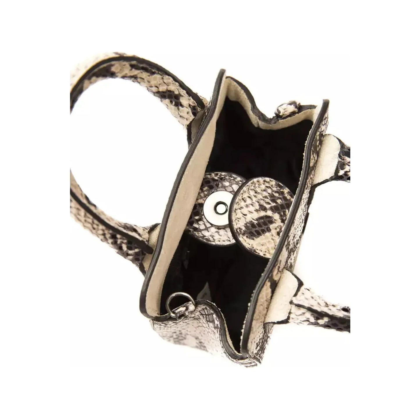 Pompei Donatella Chic Gray Python Mini Tote With Adjustable Straps roccia-stone-handbag