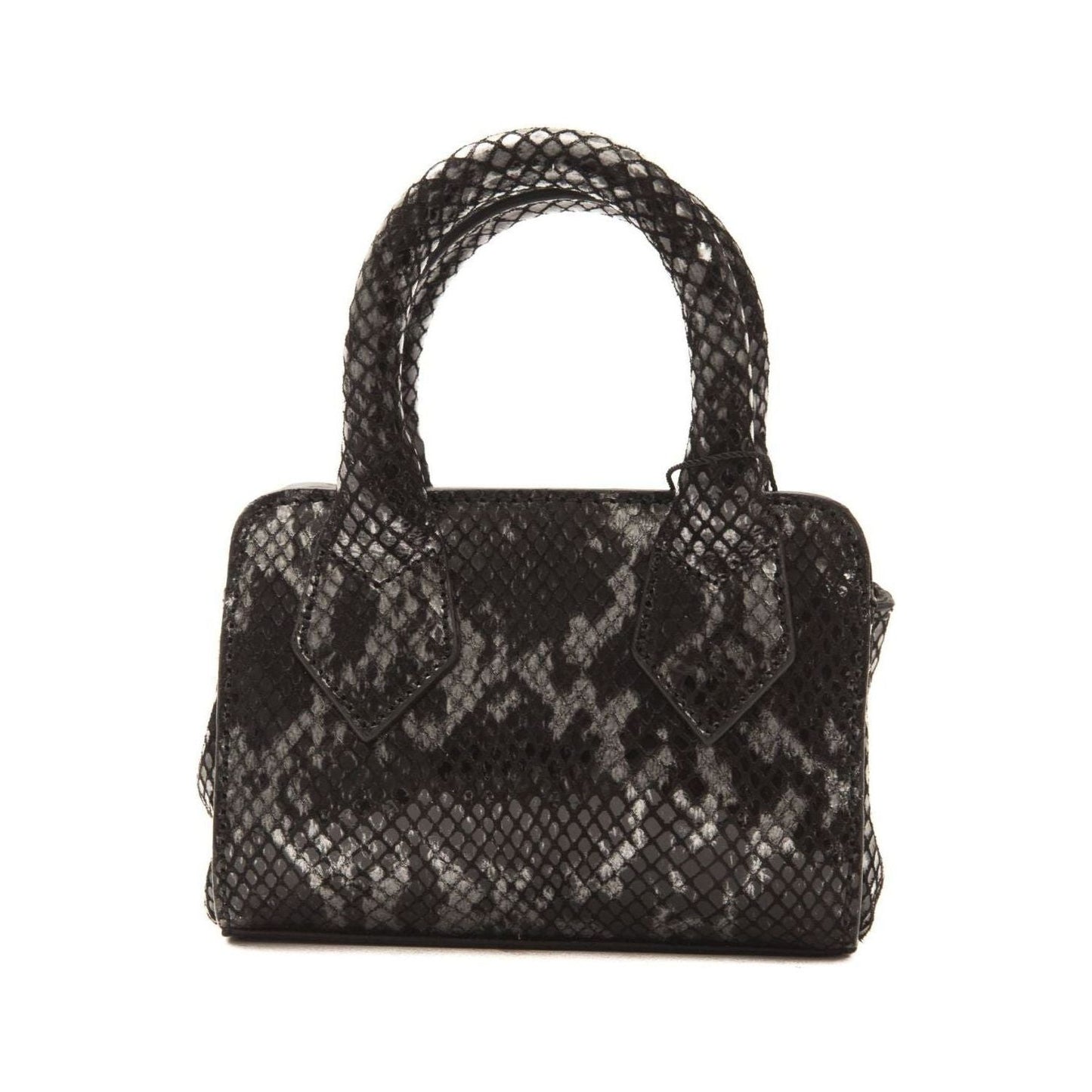 Pompei Donatella Chic Leather Mini Tote with Python Print gray-leather-mini-handbag