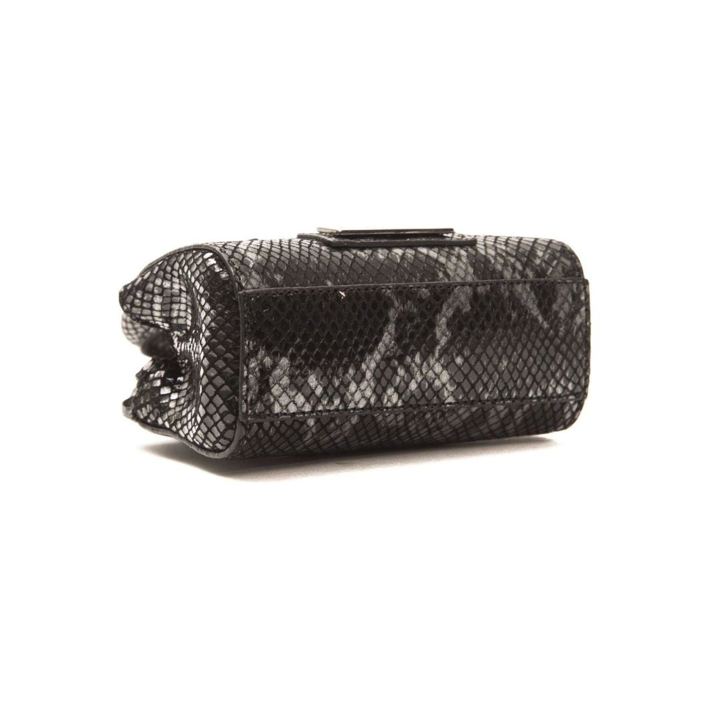Pompei Donatella Chic Leather Mini Tote with Python Print gray-leather-mini-handbag