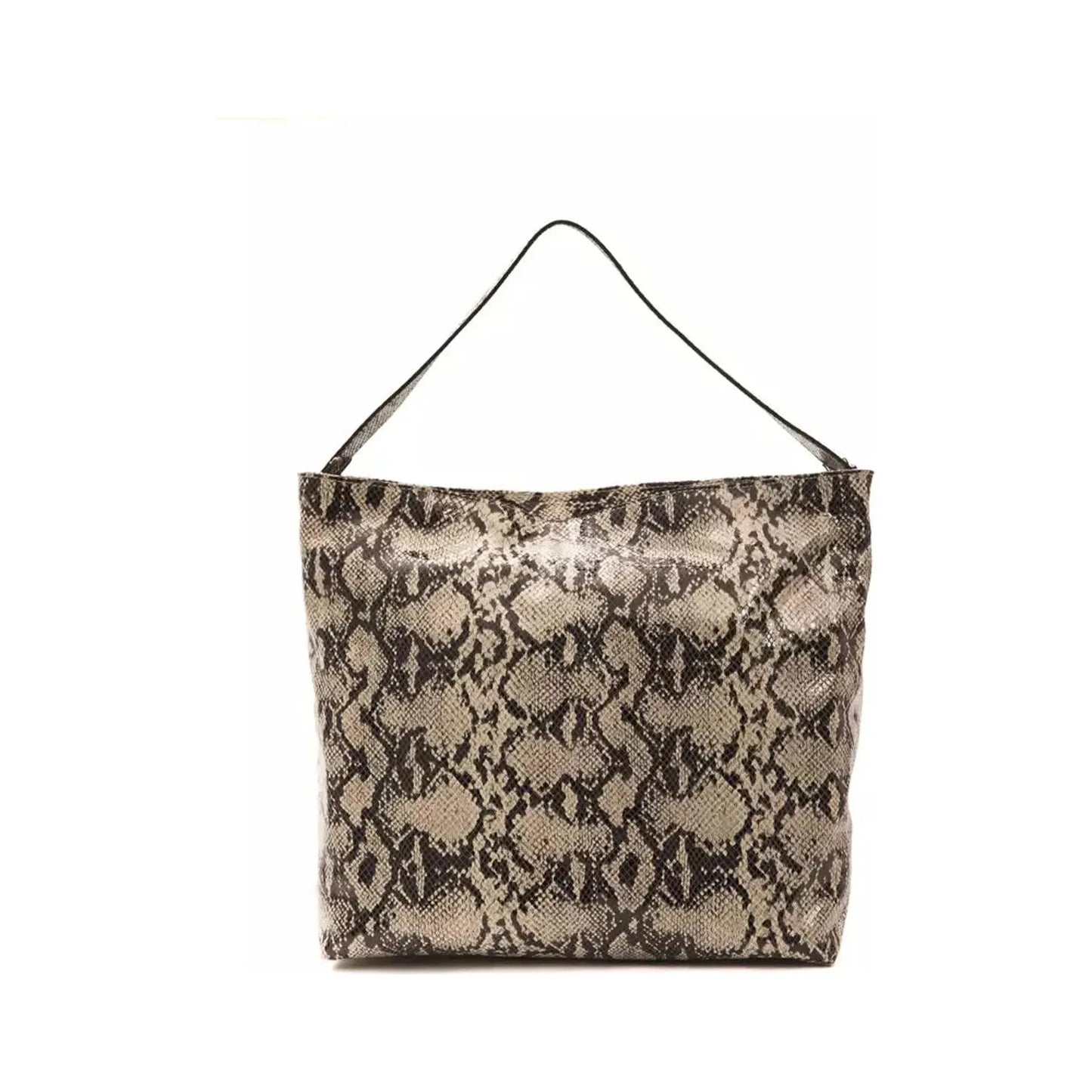 Pompei Donatella Chic Python Print Leather Shoulder Bag gray-leather-shoulder-bag-5