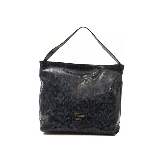 Pompei Donatella Elegant Blue Python Print Leather Shoulder Bag WOMAN SHOULDER BAGS blue-leather-shoulder-bag