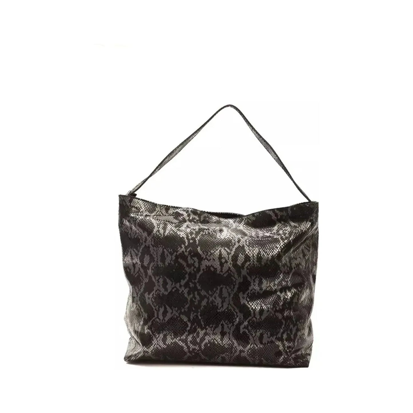 Pompei Donatella Chic Python Print Leather Shoulder Bag gray-leather-shoulder-bag-4