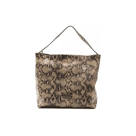 Pompei Donatella Elegant Python Print Leather Shoulder Bag tortora-taupe-shoulder-bag