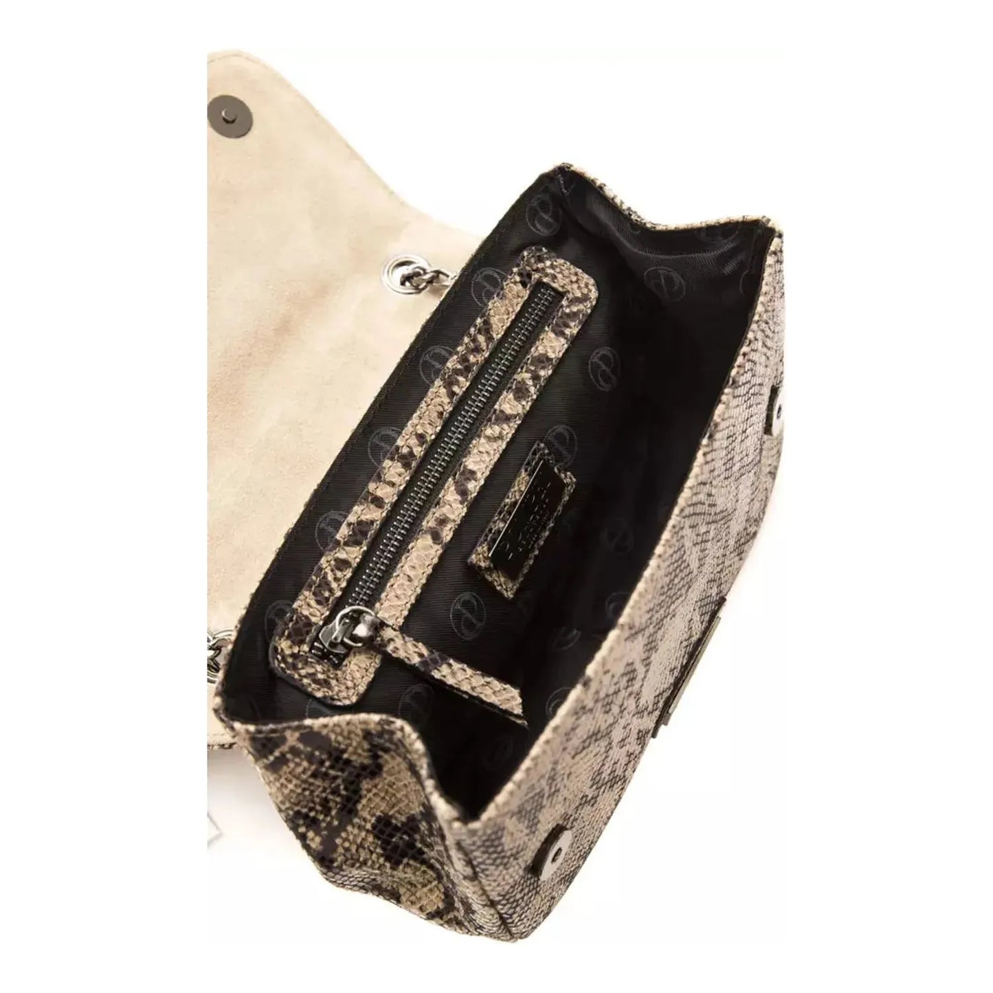 Pompei Donatella Elegant Python Print Leather Crossbody Bag tortora-taupe-crossbody-bag