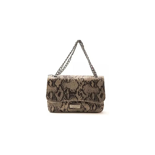 Pompei Donatella Elegant Python Print Leather Crossbody Bag tortora-taupe-crossbody-bag