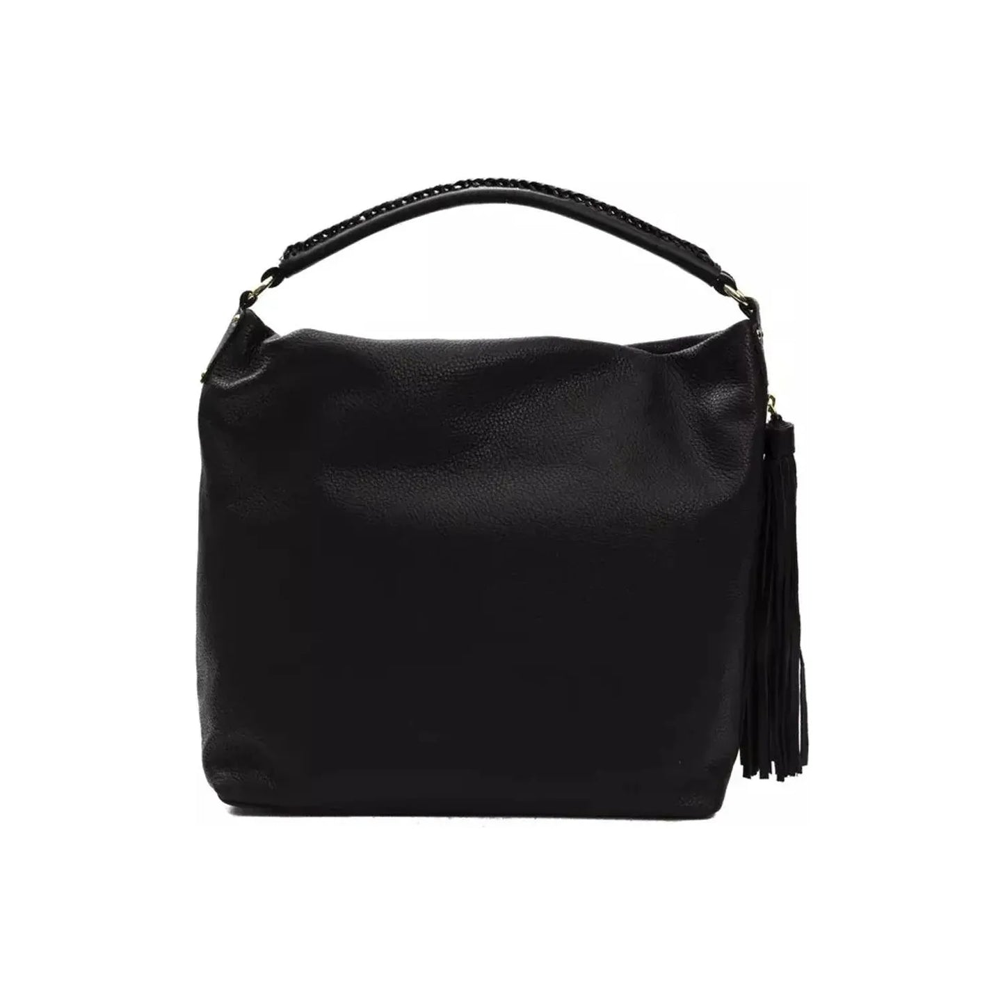 Pompei Donatella Elegant Black Leather Shoulder Bag nero-black-shoulder-bag