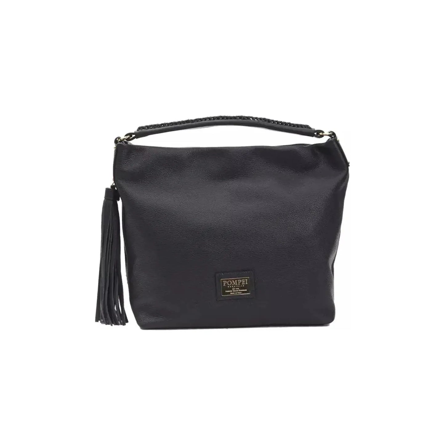 Pompei Donatella Chic Gray Leather Shoulder Bag with Logo Detail WOMAN SHOULDER BAGS gray-leather-shoulder-bag-3