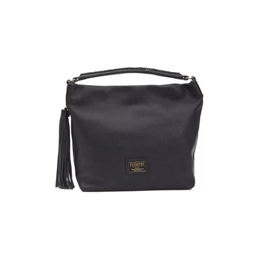 Pompei DonatellaChic Gray Leather Shoulder Bag with Logo DetailMcRichard Designer Brands£169.00