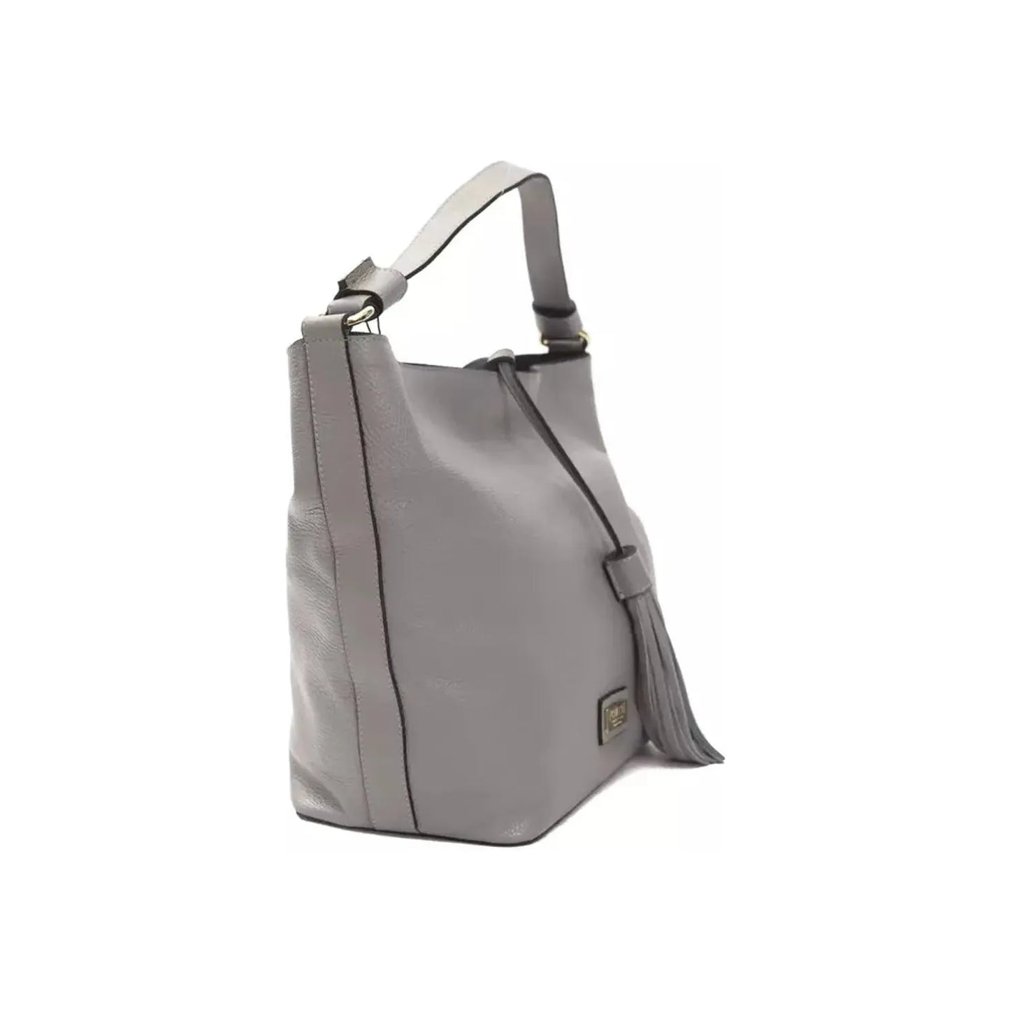 Pompei Donatella Chic Gray Leather Shoulder Bag - Adjustable Strap WOMAN SHOULDER BAGS gray-leather-shoulder-bag-1