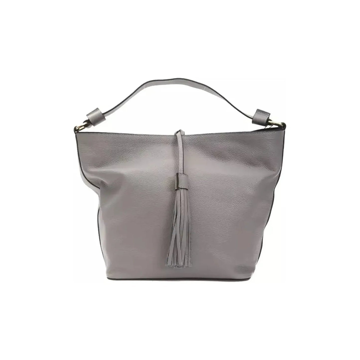 Pompei Donatella Chic Gray Leather Shoulder Bag - Adjustable Strap WOMAN SHOULDER BAGS gray-leather-shoulder-bag-1