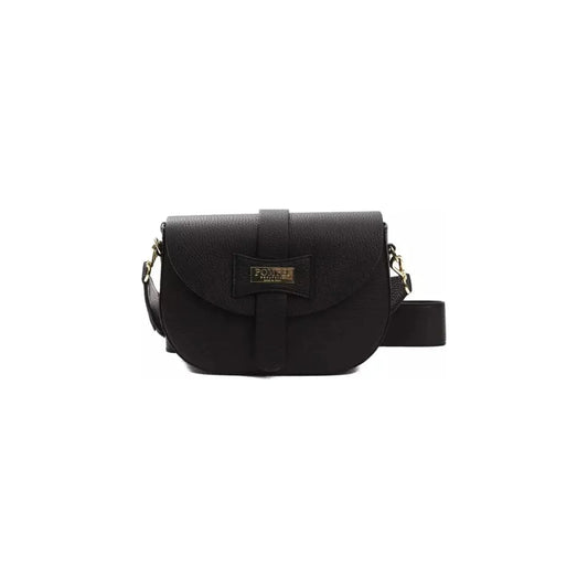 Pompei Donatella Elegant Black Leather Crossbody Bag Crossbody Bag black-leather-crossbody-bag-1