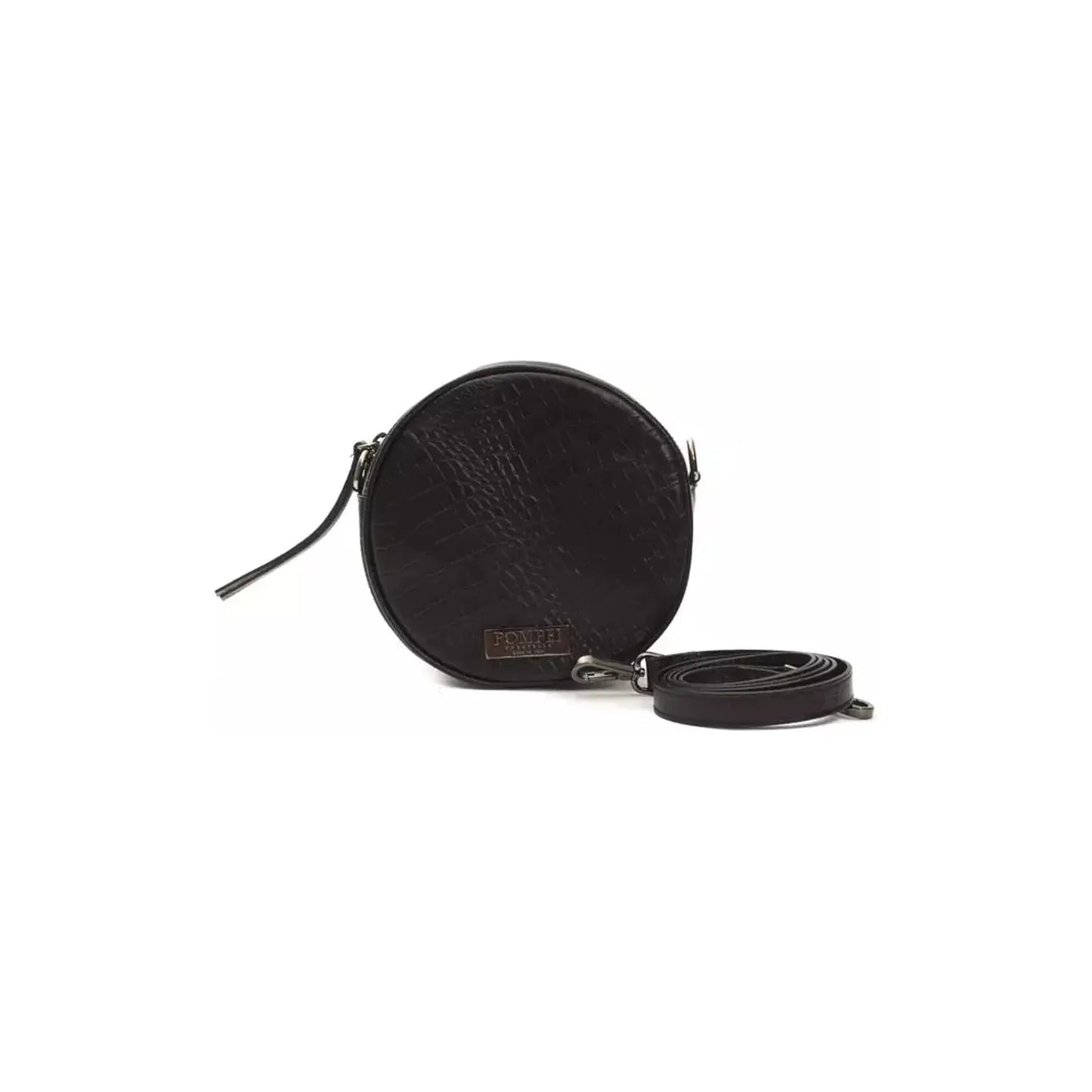 Pompei Donatella Elegant Leather Oval Crossbody Perfection nero-black-crossbody-bag-1