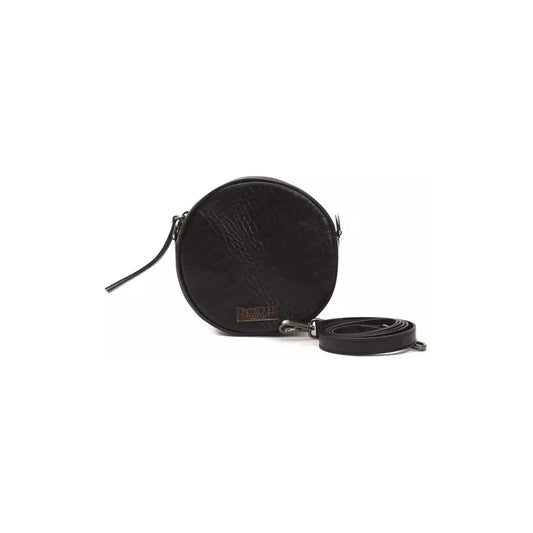 Pompei Donatella Elegant Leather Oval Crossbody Perfection nero-black-crossbody-bag-1